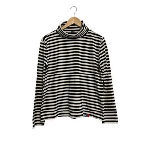 Kule Womens Black Striped Turtleneck Long Sleeve Jersey Stretch Top Size Large